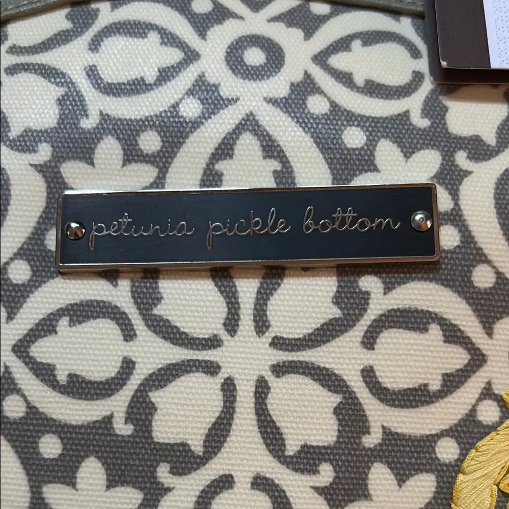 Petunia Pickle Bottom Gray and Yellow Baby Bag